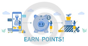 Earn points for purchase, vector concept illustration