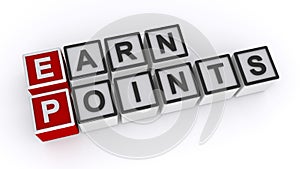 Earn points word block on white