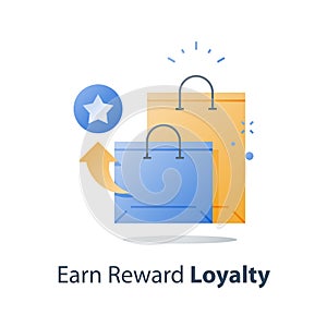 Earn reward points, loyalty concept, incentive program, redeem gift, collect bonus photo