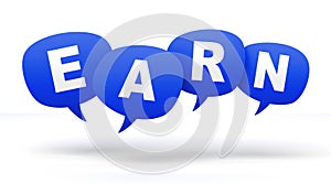 earn speech bubbles 3d concept illustration