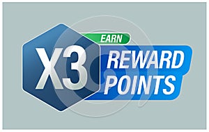 Earn x3 reward points vector icon