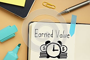 Earned Value is shown on the photo using the text photo