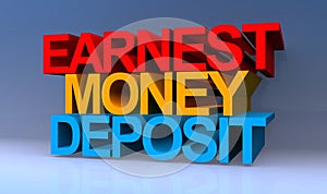 Earnest money deposit on blue photo