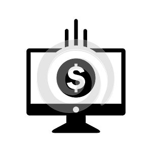 Earning, finance, monetizing icon. Black vector illustration