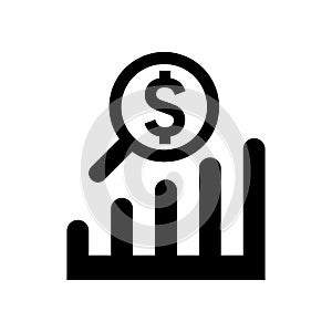 Earning growth analysis icon / black color