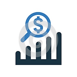 Earning growth analysis icon design