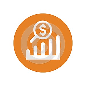 Earning growth analysis icon / orange vector