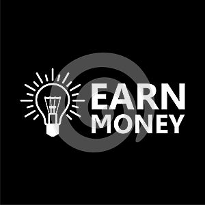 Earning money icon isolated on black background