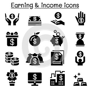 Earning , Money , income icon set