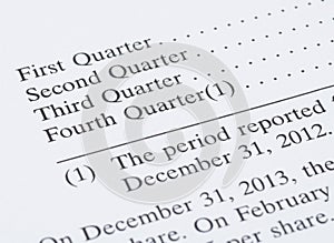 Earning report by quarter