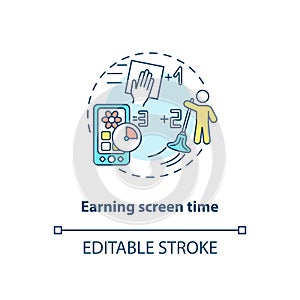 Earning screen time concept icon