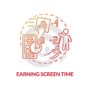 Earning screen time concept icon