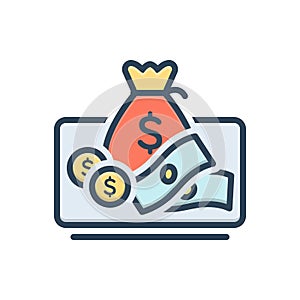 Color illustration icon for Earnings, makings and acquirement
