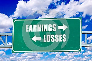 Earnings and losses sign