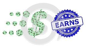 Grunge Earns Stamp and Fractal Fast Dollar Icon Composition photo