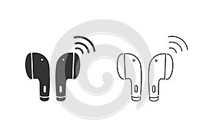 Earphone bluetooth line icon set design. Earphone icon in modern flat style design. Vector illustration