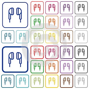 Earphone outlined flat color icons