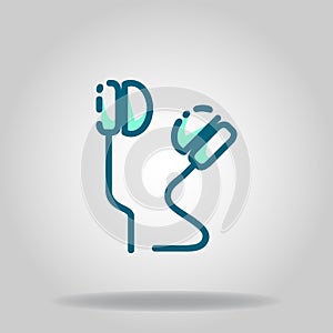 Earphone icon or logo in  twotone