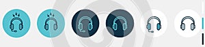 earphone with microphone icons set