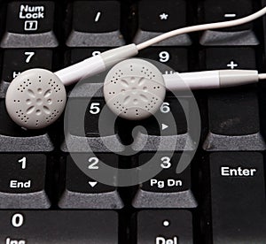 Earphones on number keyboard