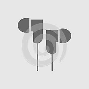 Earphones vector icon eps 10. Simple isolated illustration