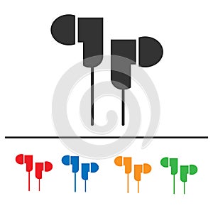 Earphones vector icon eps 10. Simple isolated illustration