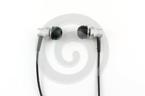 Earphones on a white background