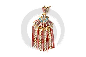 Earring in Boho style, evening decoration isolated on white background