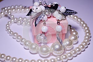 Earrings. Bead Earrings. Wedding decorations. Wedding earrings. Earrings for the bride. Pink jewelry box