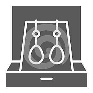 Earrings in box glyph icon, jewellery and accessory, gift box with jewelry sign, vector graphics, a solid pattern on a