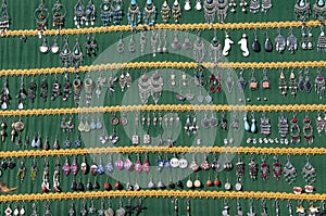 Earrings for sale on the Market on the quayside in Marsaxlokk Malta