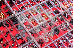 Earrings on the stall in street night market