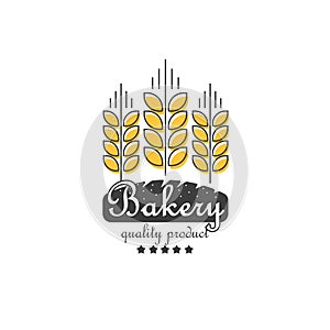Ears of cereals bakery vector logo, concept for organic products