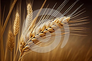 Ears of wheat close-up. AI Generated