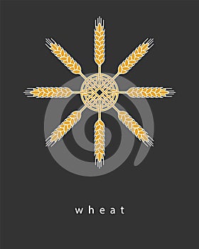 Ears of wheat. Design element for bakery, brewery, wheat products, farm shop, farmer market.