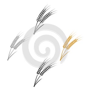 Ears of wheat pasta icon in cartoon,black style isolated on white background. Types of pasta symbol stock vector