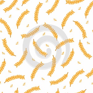 Ears of wheat. Vector seamless pattern illustration. Hand drawn bakery background