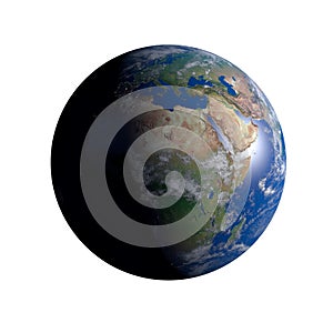 Earth with Africa Europe lamp white background