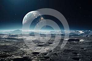 Earth as Seen from the Surface of the Moon. by generative AI