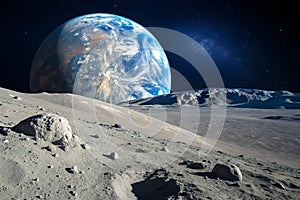 Earth as seen from the surface of the Moon photo