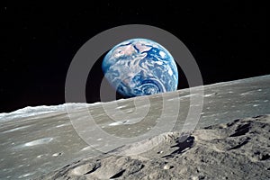 Earth as seen from the surface of the Moon photo