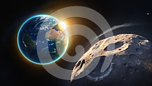 earth and asteroid
