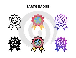 Earth Badge icons set with different styles.