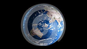 Earth blue planet isolated on black background. 3D Rendering