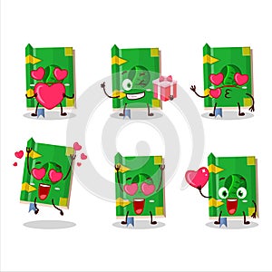 Earth book of magic cartoon character with love cute emoticon