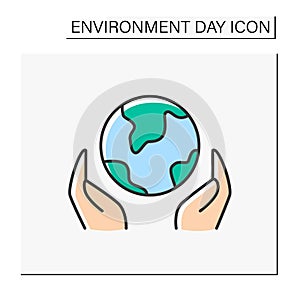 Earth care color icon