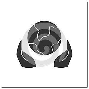 Earth care glyph icon