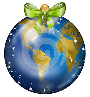 Earth Christmas ball USA and Africa