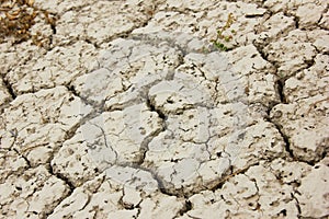 Earth and clay cracked by severe drought and lack of water