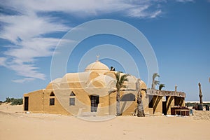 Earth clay mosque, fayoum egypt. Desert architecture. amazing architecure, religious buildings. photo